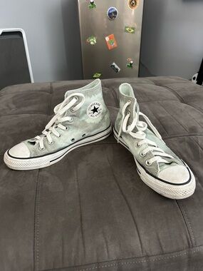 Converse High Top Sneakers in Light Mint Green and White